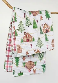 Gingerbread Village Quilted Throw