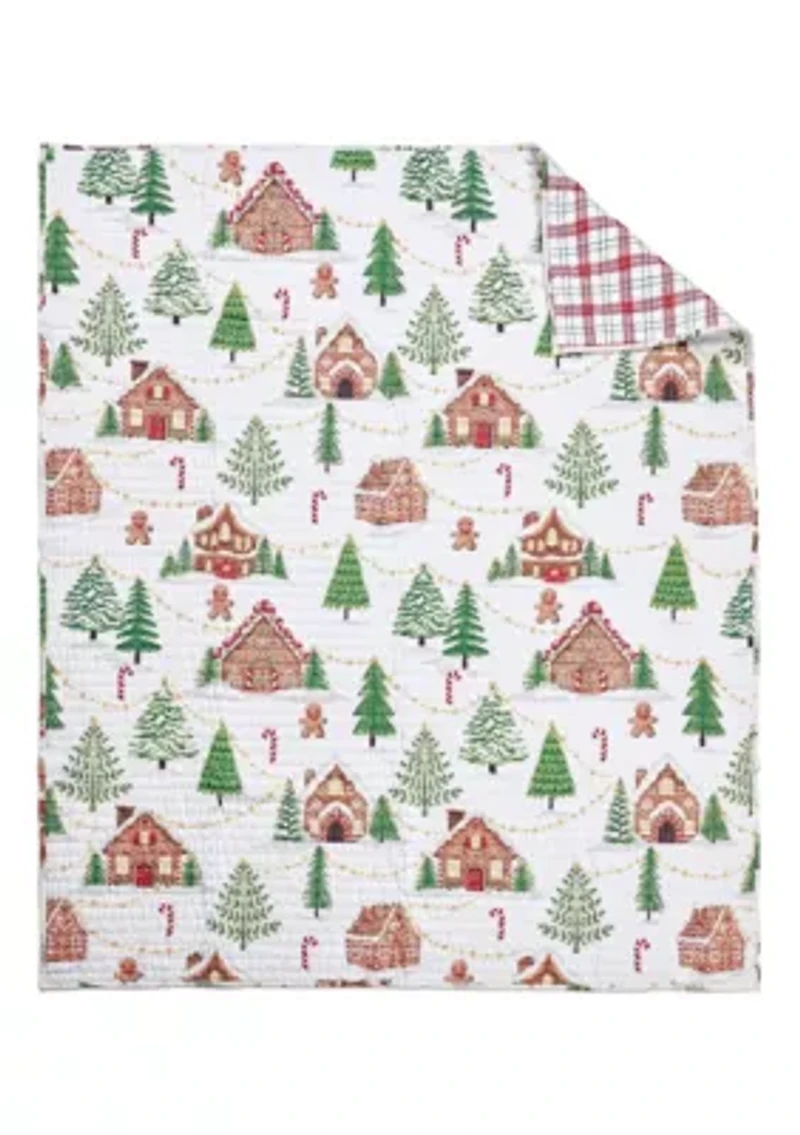 Gingerbread Village Quilted Throw