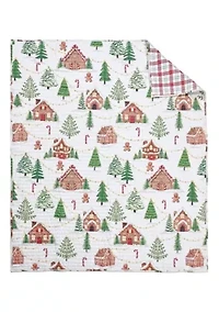 Gingerbread Village Quilted Throw