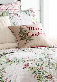 Tinsel Tidings EmbroideBirds & Trees Pillow
