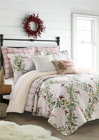 Tinsel Tidings EmbroideBirds & Trees Pillow