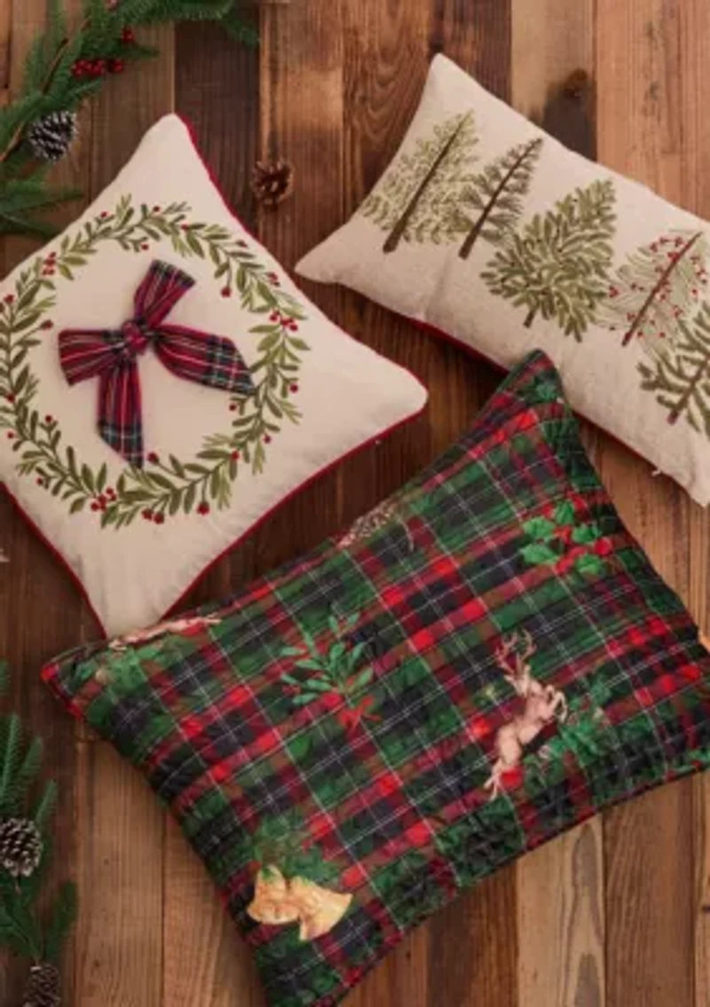 Merry Tartan Bow Pillow
