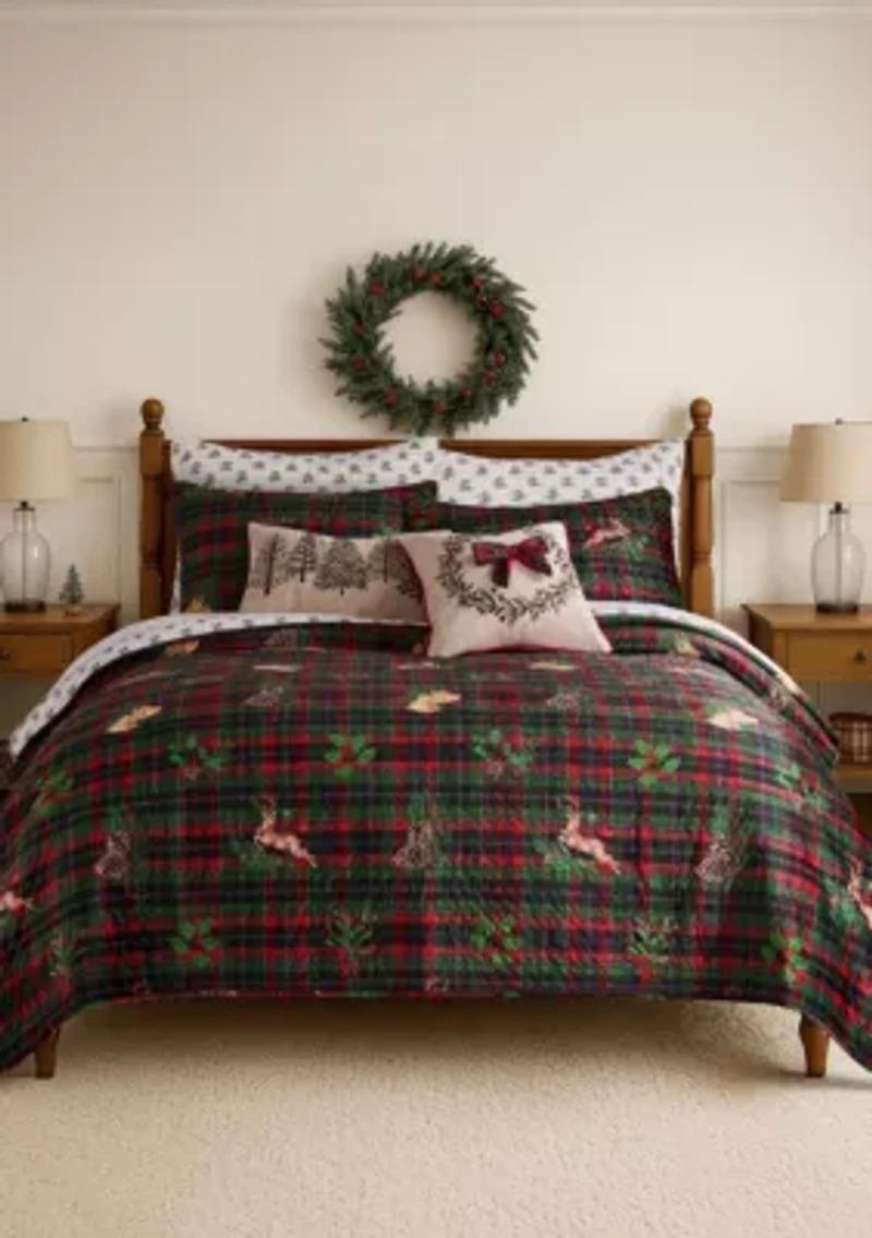 Merry Tartan Trees Pillow
