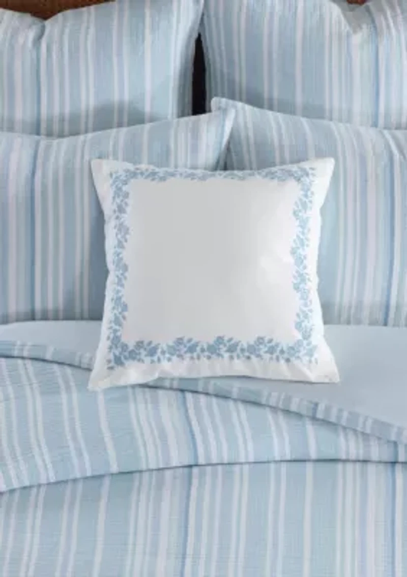 Boracay Stripe Floral Embroidered Pillow