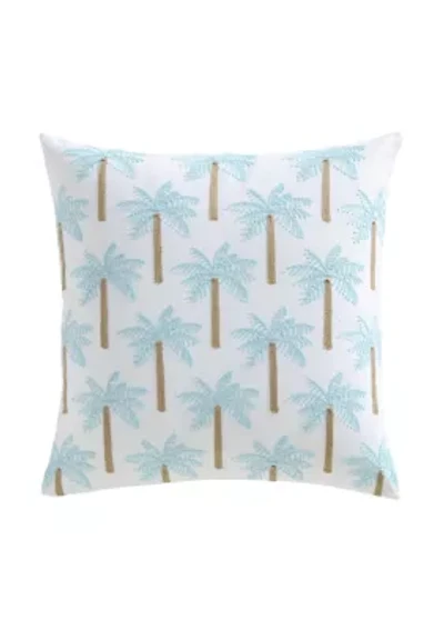 Boracay Stripe Crewel Palm Tree Pillow