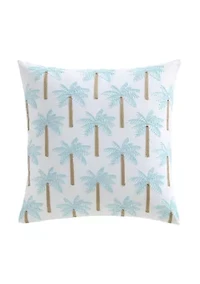 Boracay Stripe Crewel Palm Tree Pillow