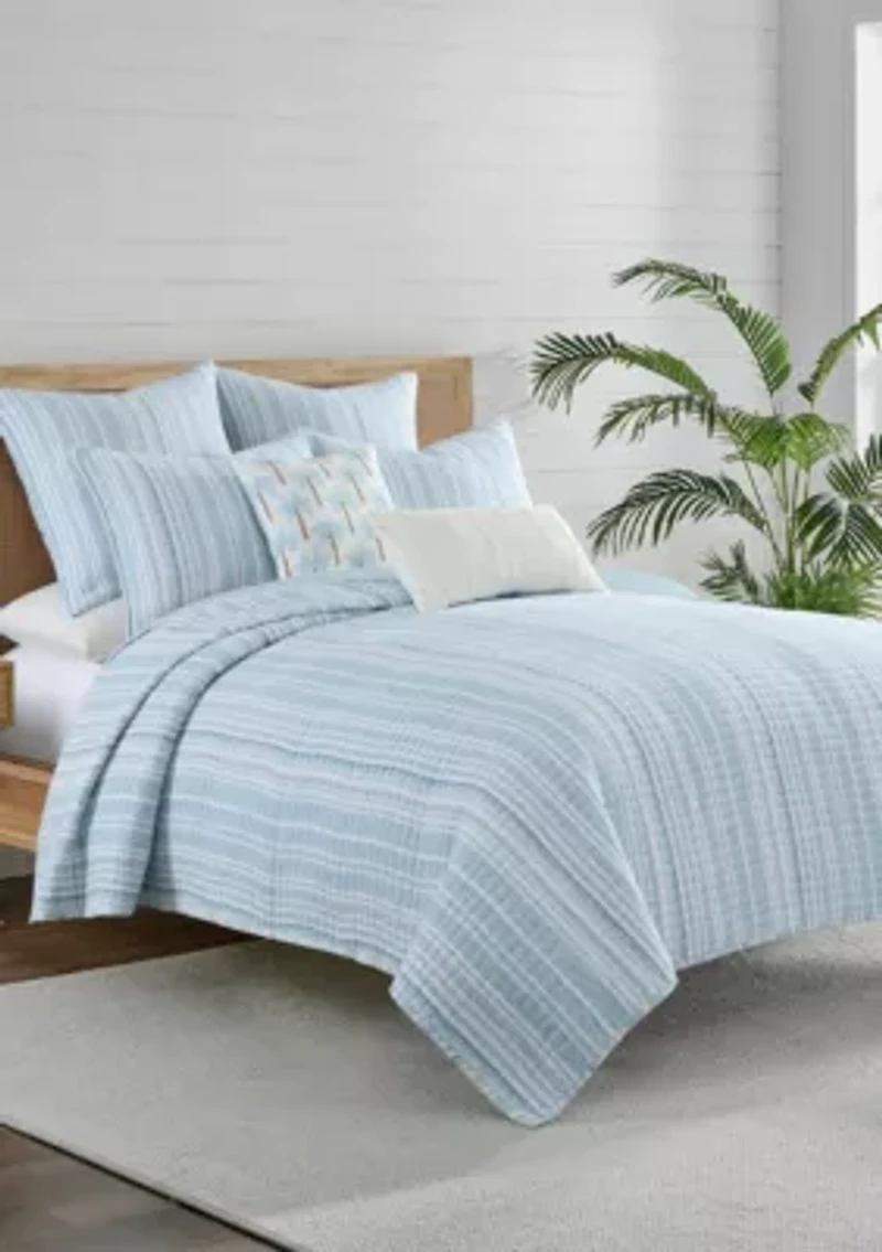 Boracay Stripe Crewel Palm Tree Pillow