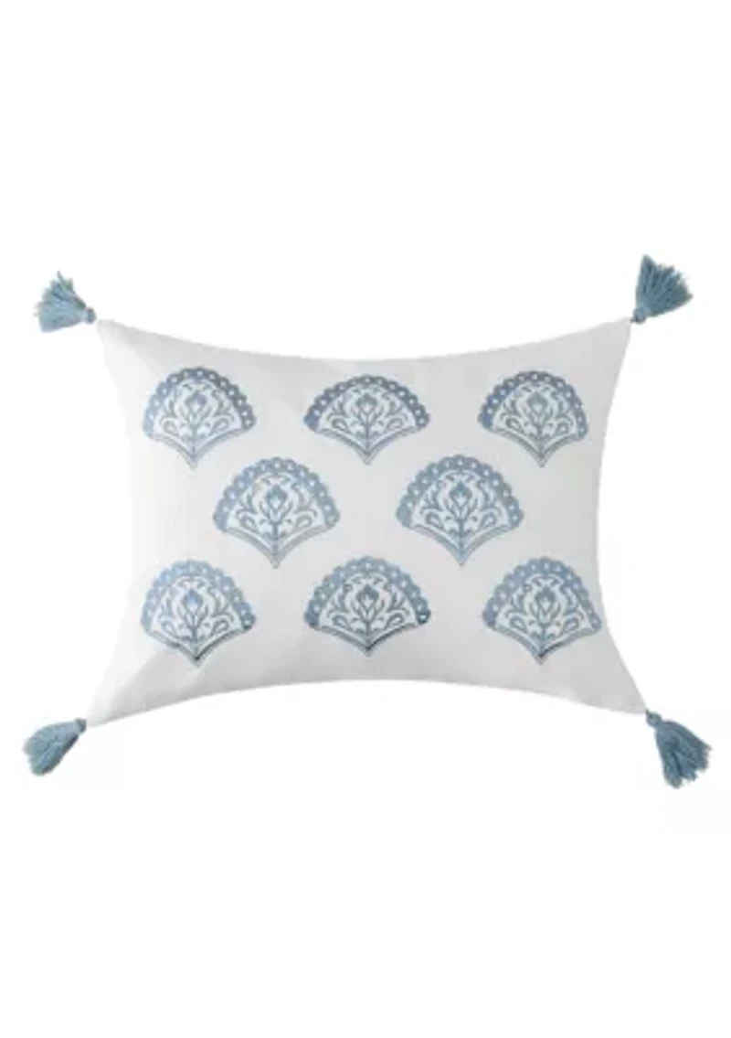 Cabana Stripe Embroidered Medallion Pillow