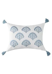 Cabana Stripe Embroidered Medallion Pillow
