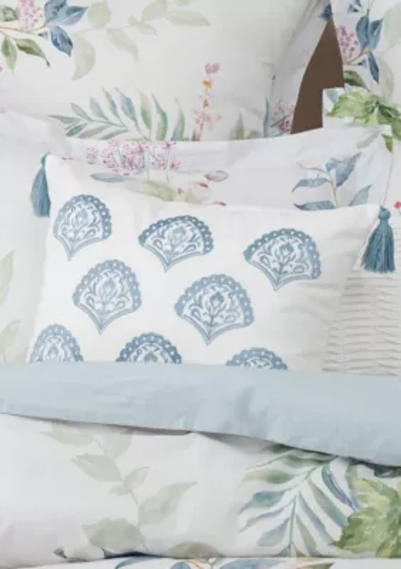 Cabana Stripe Embroidered Medallion Pillow