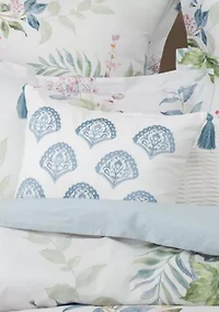 Cabana Stripe Embroidered Medallion Pillow