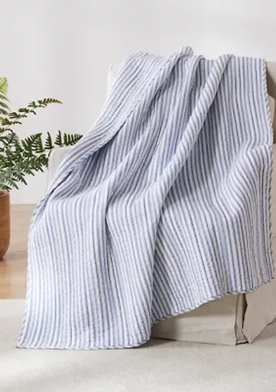 Tobago Stripe Blue Quilted Throw
