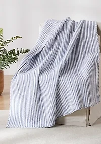 Tobago Stripe Blue Quilted Throw