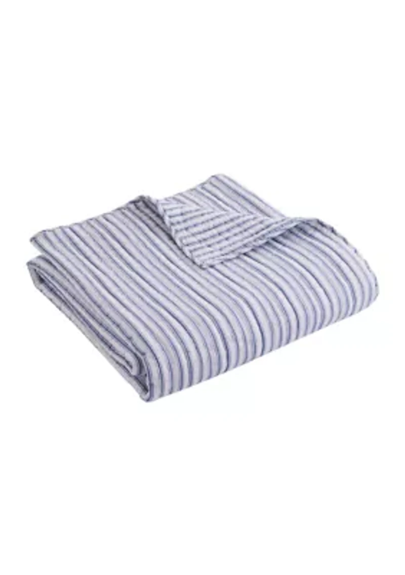 Tobago Stripe Blue Quilted Throw