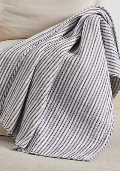 Tobago Stripe Charcoal Quilted Throw