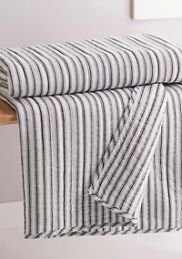 Tobago Stripe Charcoal Quilted Throw
