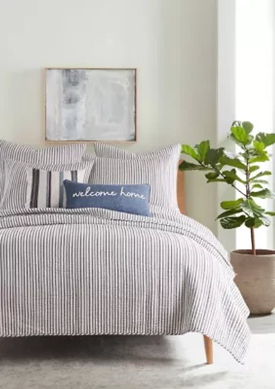 Tobago Stripe Taupe Twin Quilt Set