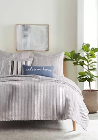 Tobago Stripe Taupe Twin Quilt Set
