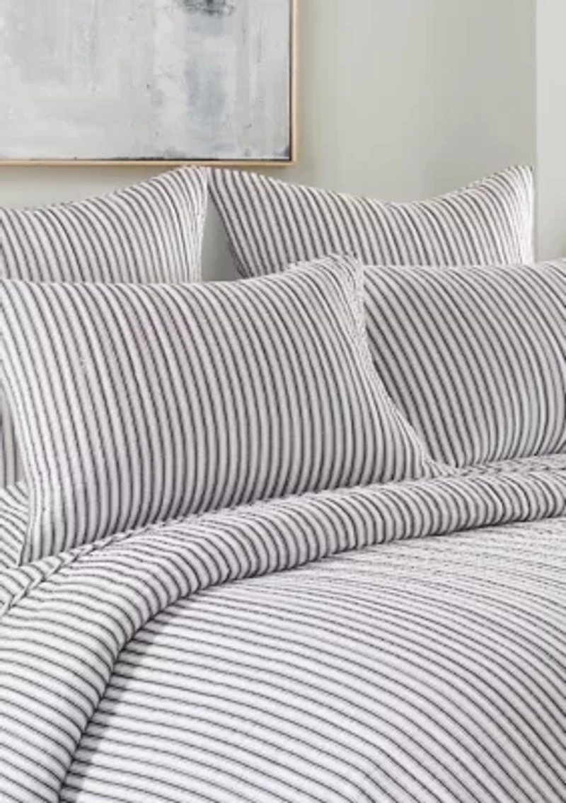 Tobago Stripe Taupe Twin Quilt Set