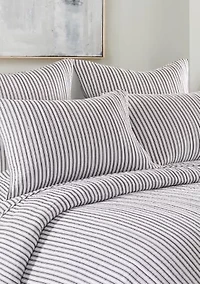 Tobago Stripe Taupe Twin Quilt Set