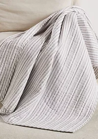 Tobago Stripe Taupe Quilted Throw
