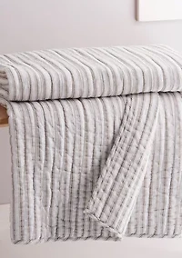 Tobago Stripe Taupe Quilted Throw