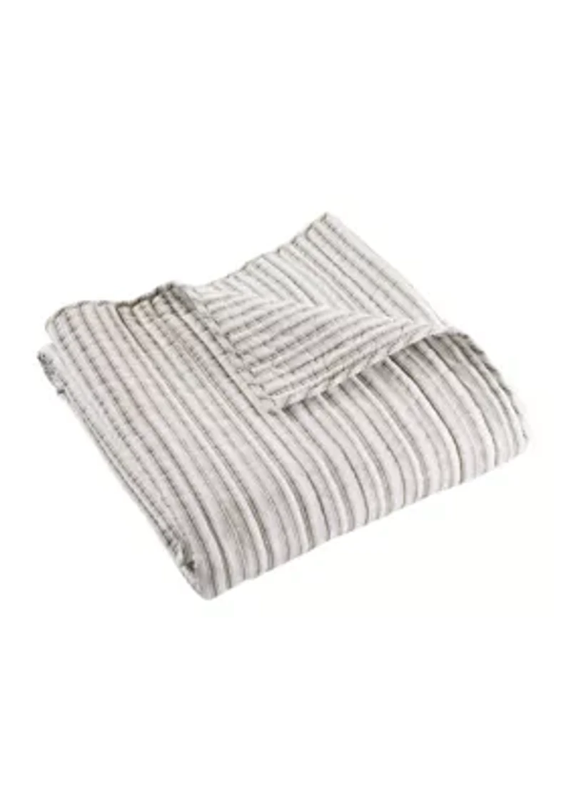 Tobago Stripe Taupe Quilted Throw