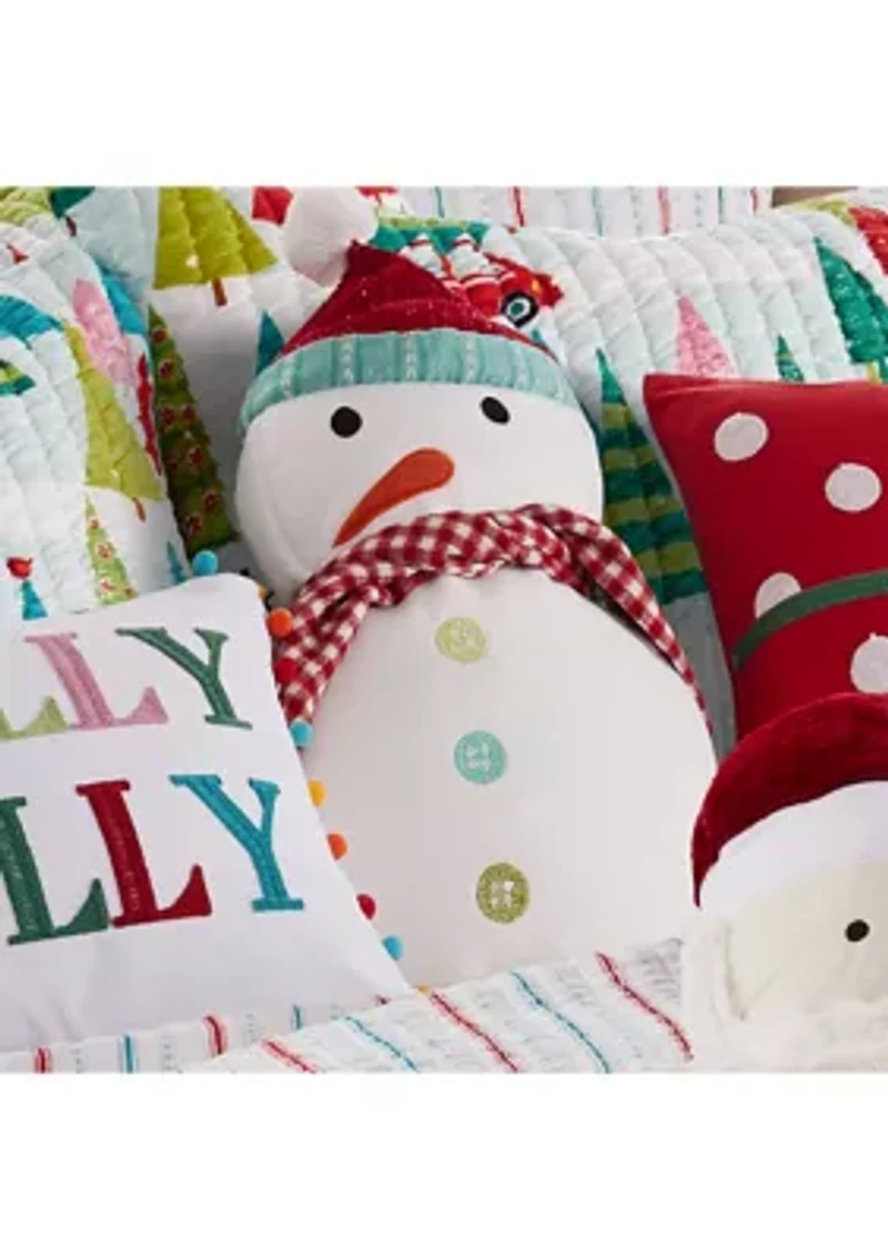 Holly Jolly Figural Snowman Pillow