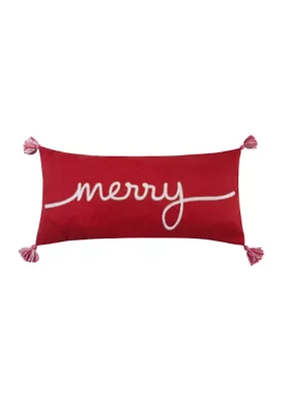 Spencer Plaid Merry Embroidered Pillow