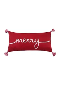 Spencer Plaid Merry Embroidered Pillow