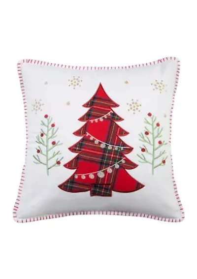 Spencer Plaid Tree Whipstitch Pillow