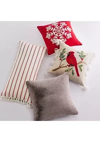 Joybirds Cardinal Embroidered Tassel Pillow