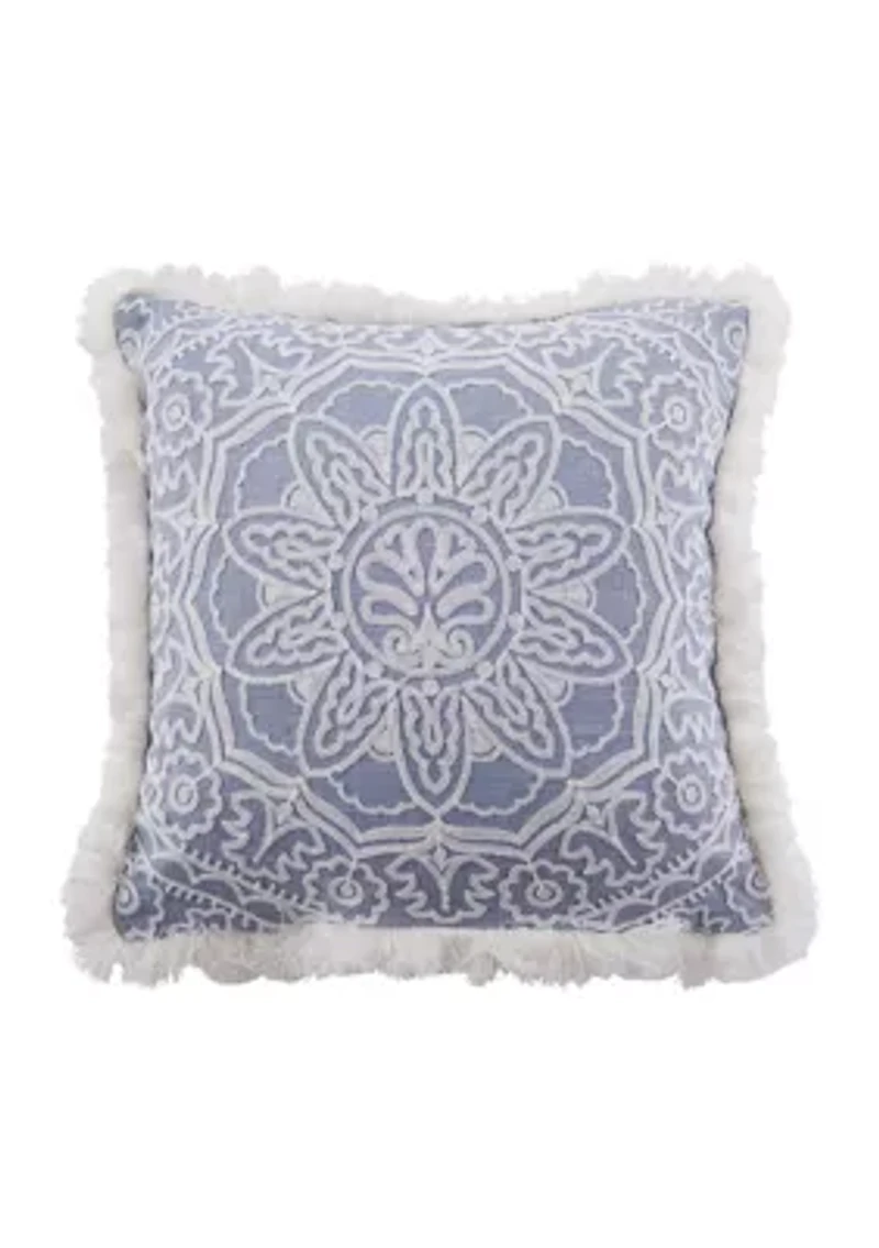 Bennett Embroidered Fringe Pillow
