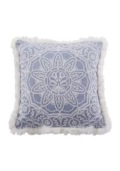 Bennett Embroidered Fringe Pillow 