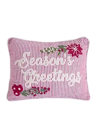 Sleigh Bells Seasons Greetings Fur Pillow