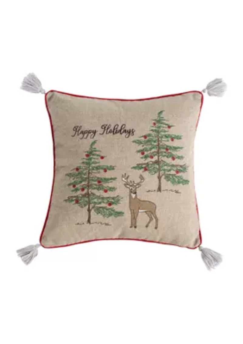Sleigh Bells Happy Holidays Pillow
