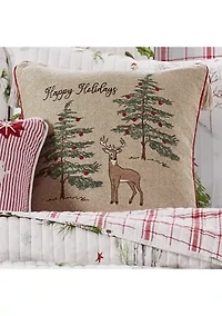 Sleigh Bells Happy Holidays Pillow