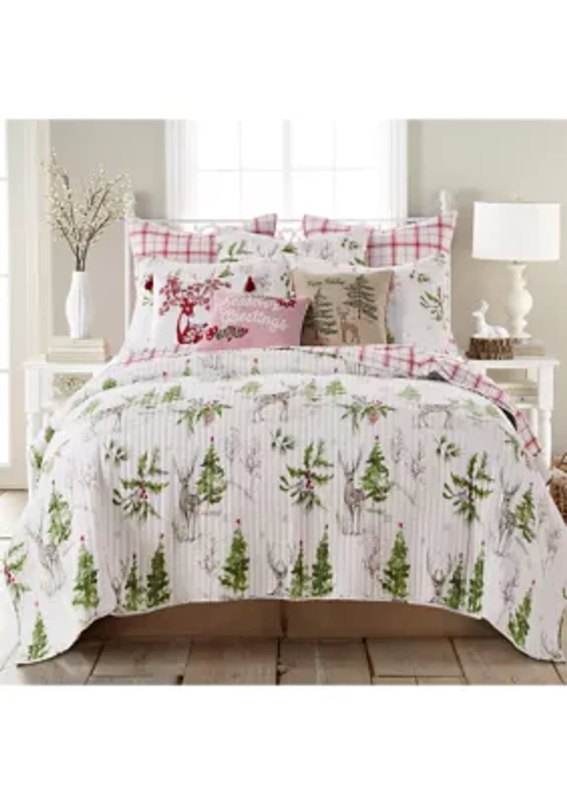 Sleigh Bells Happy Holidays Pillow