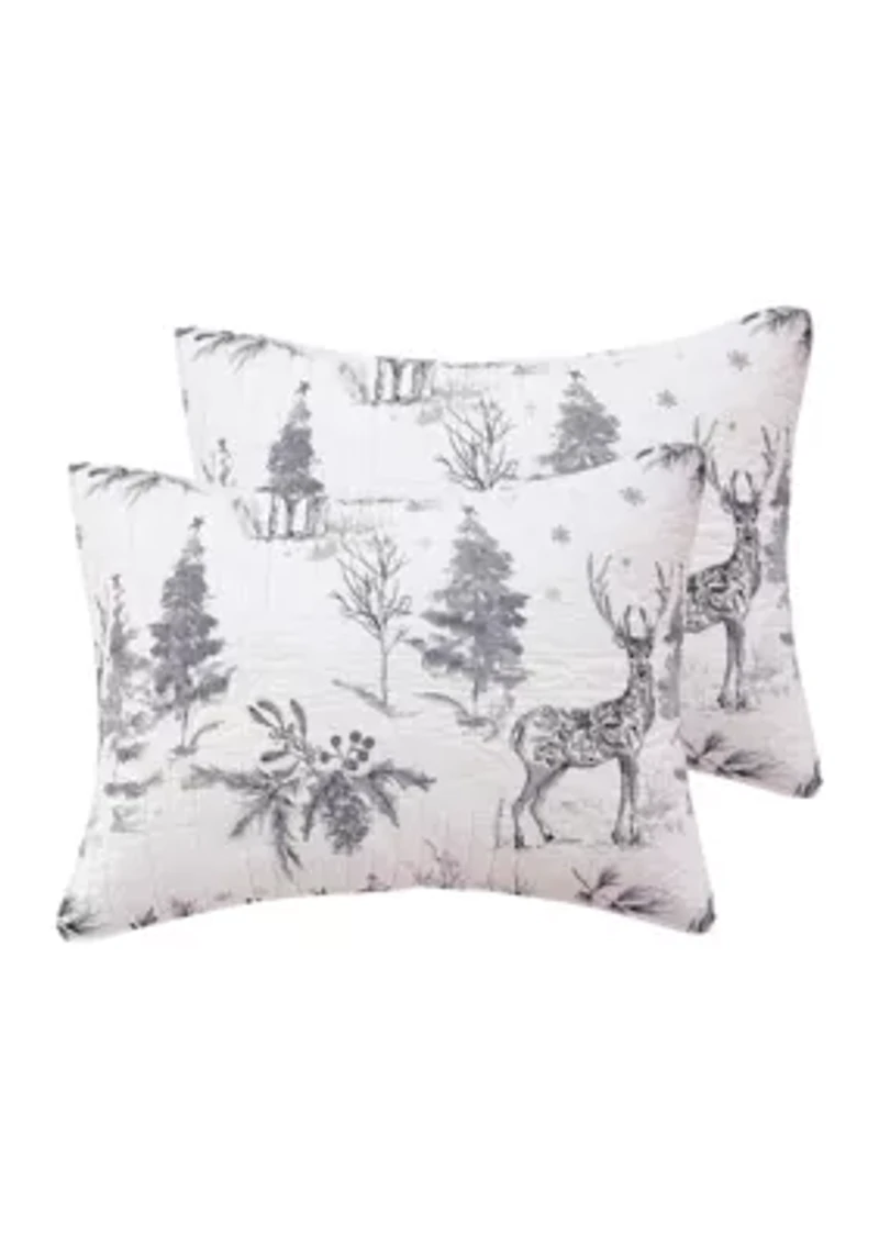 Sleigh Bells Gray Standard Sham - 2 Pack 