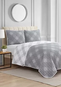 Gray Geometric Print Quilt Set