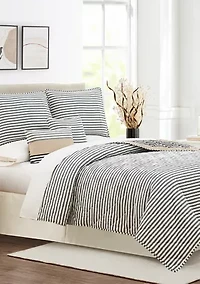 Tan Wide Stripe 6-Piece Quilt Set