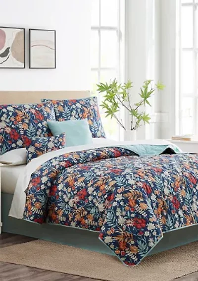 Navy Daisy 6-Piece Quilt Set
