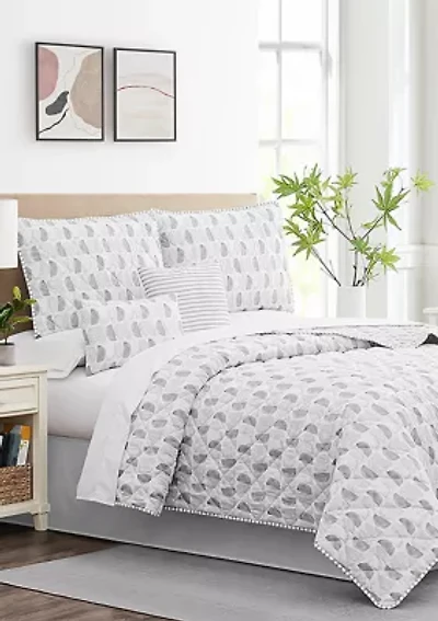 Gray Watercolor Half Circle Quilt Set