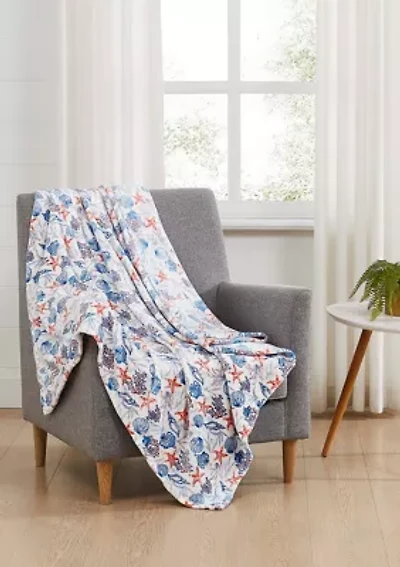Coastal Printed Plush Throw Blanket