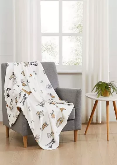 Dog Printed Plush Throw Blanket