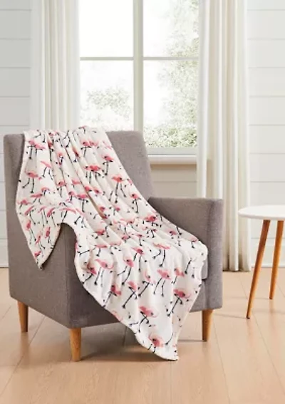 Fun Flamingo Printed Plush Throw Blanket