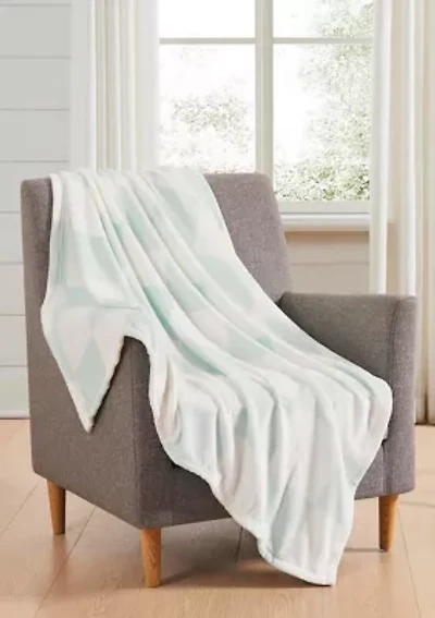 Green Printed Plush Throw Blanket
