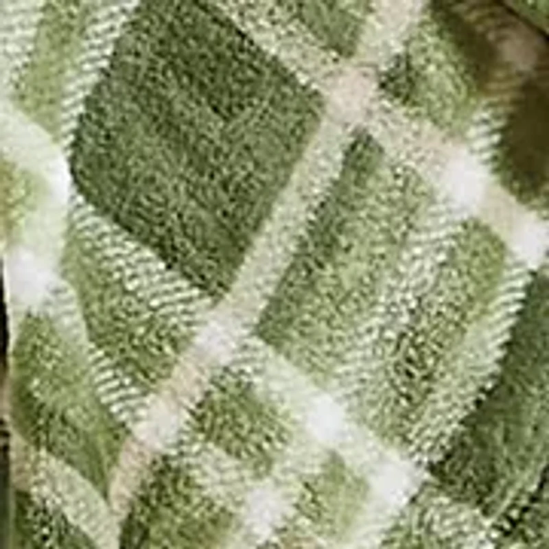 Green Plaid Plush Throw Blanket