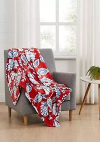 Jacquard Floral Printed Plush Throw Blanket