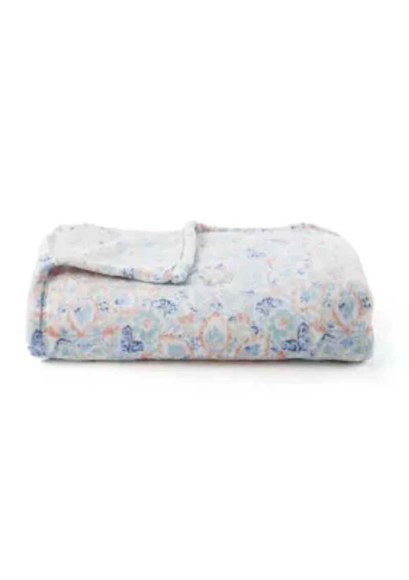 Multi Medallion Printed Plush Throw Blanket